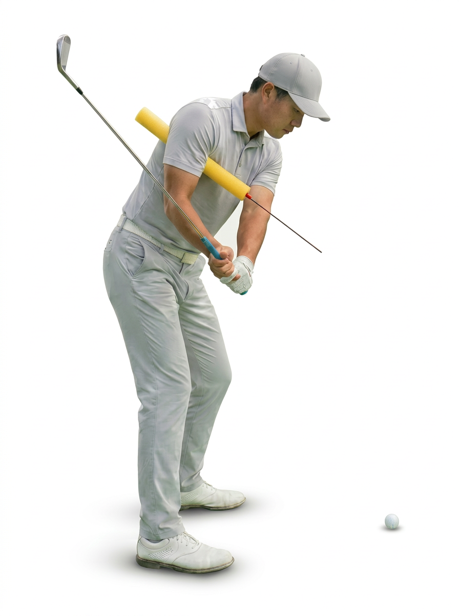 Nu Swing Golf Swing Stick, the best compact training aid for perfecting your swing plane, takeaway, and wrist setting.